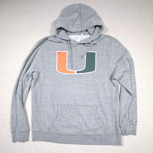 League Collegiate Wear Other - League University of Miami Hurricanes Hoodie Mens Large Gray Pullover U Logo
